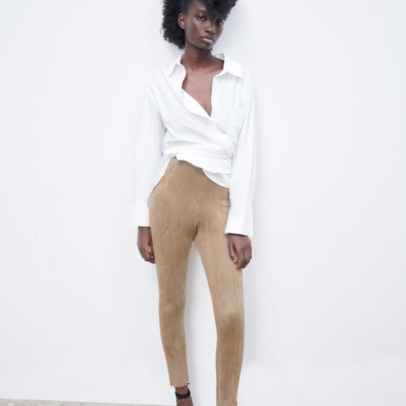 BNWT ZARA FAUX SUEDE LEGGINGS - Picture 3 of 8